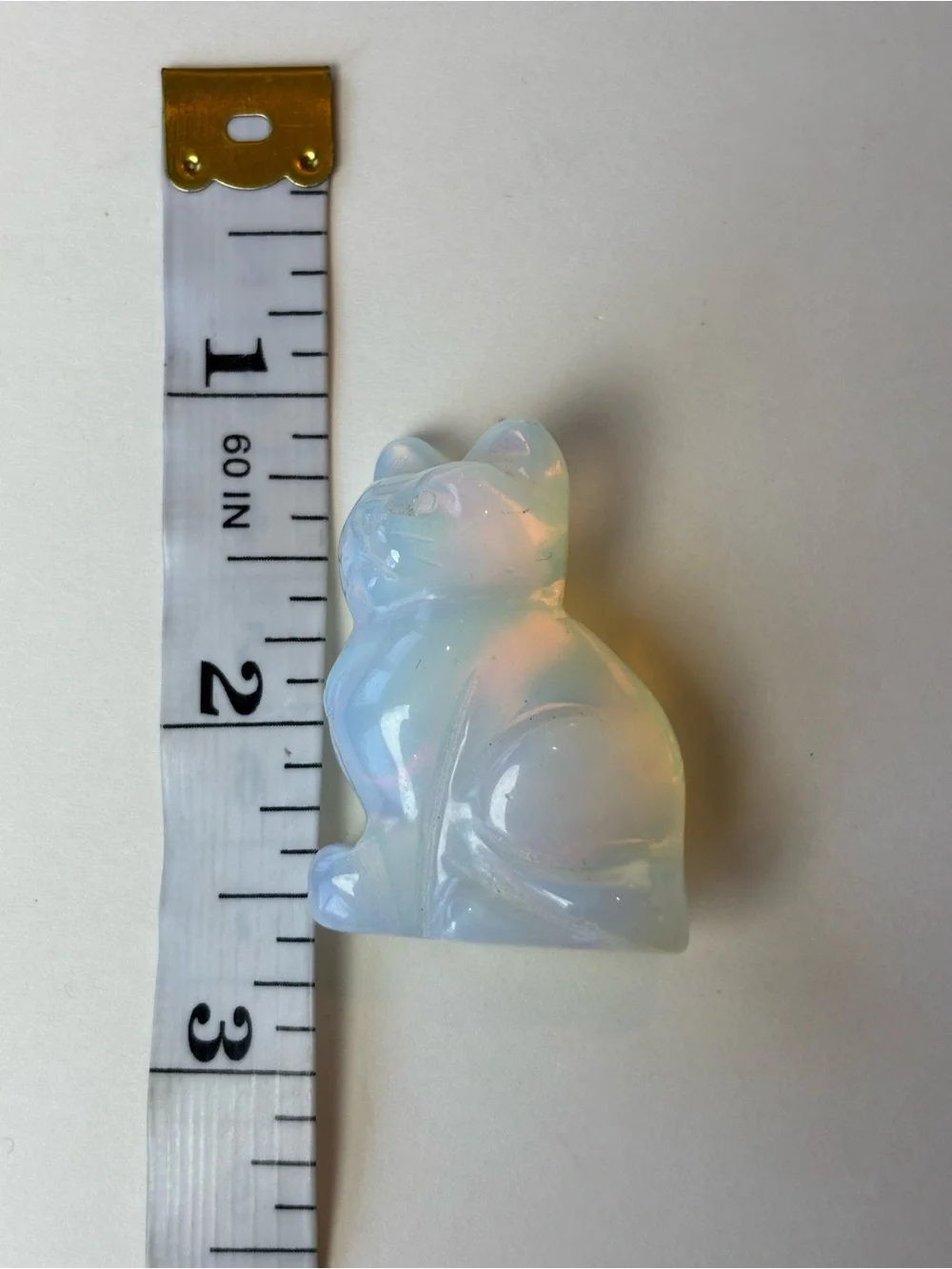 Opalite Glass Sitting Cat Figurine Carved Cat Statue Miniature Crystal Cat